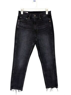 GAP Vintage Slim High Rise Jeans Black Raw Hemp Size 28